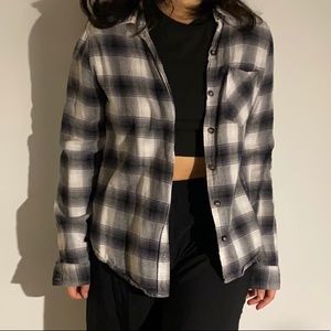 black and white flannel shirt